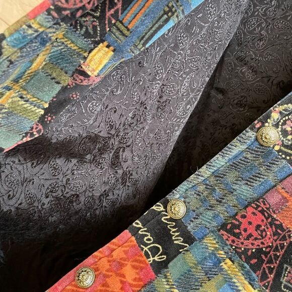 VINTAGE KAR-A-VAN BOHO PATCHWORK VELVETEEN JACKET‎ - Picture 5 of 6